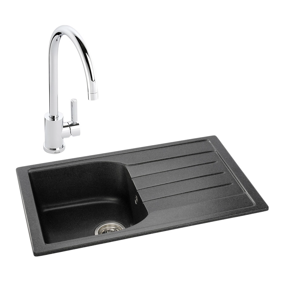 Abode Oriel 1B Inset Black Granite Sink & Atlas Tap Pack