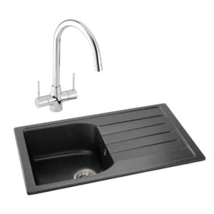 Abode Oriel 1B Inset Black Granite Sink & Nexa Tap Pack