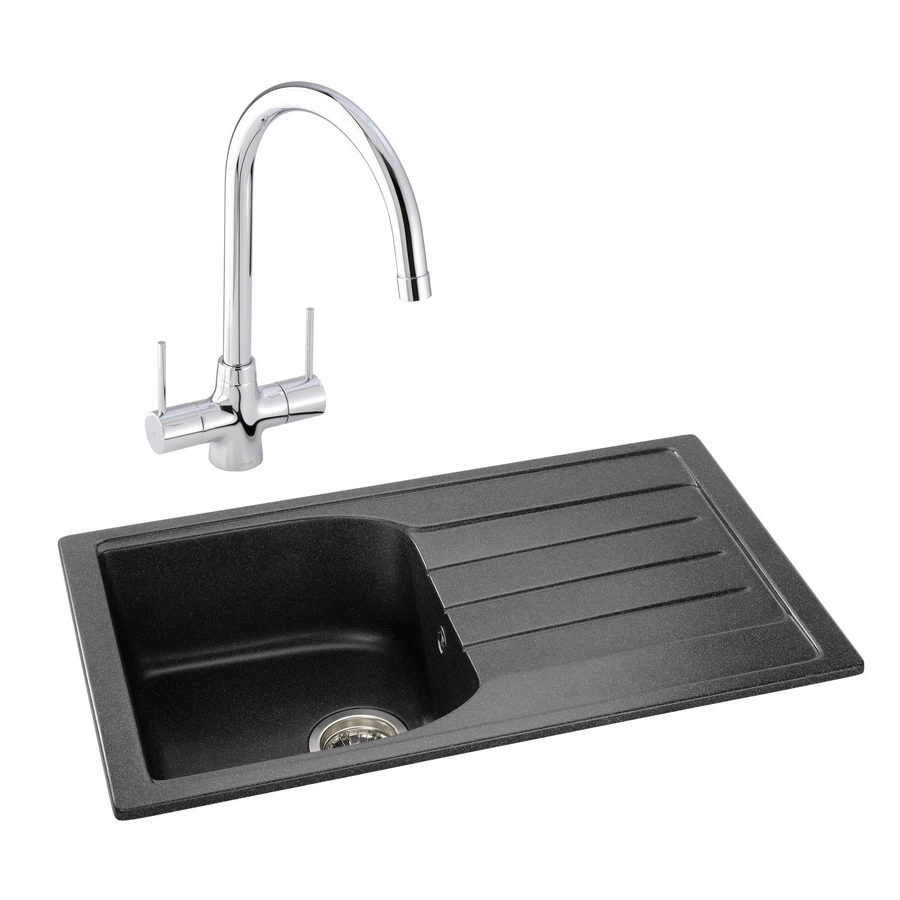 Abode Oriel 1B Inset Black Granite Sink & Nexa Tap Pack
