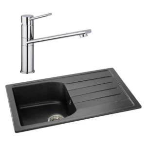 Abode Oriel 1B Inset Black Granite Sink & Specto Tap Pack