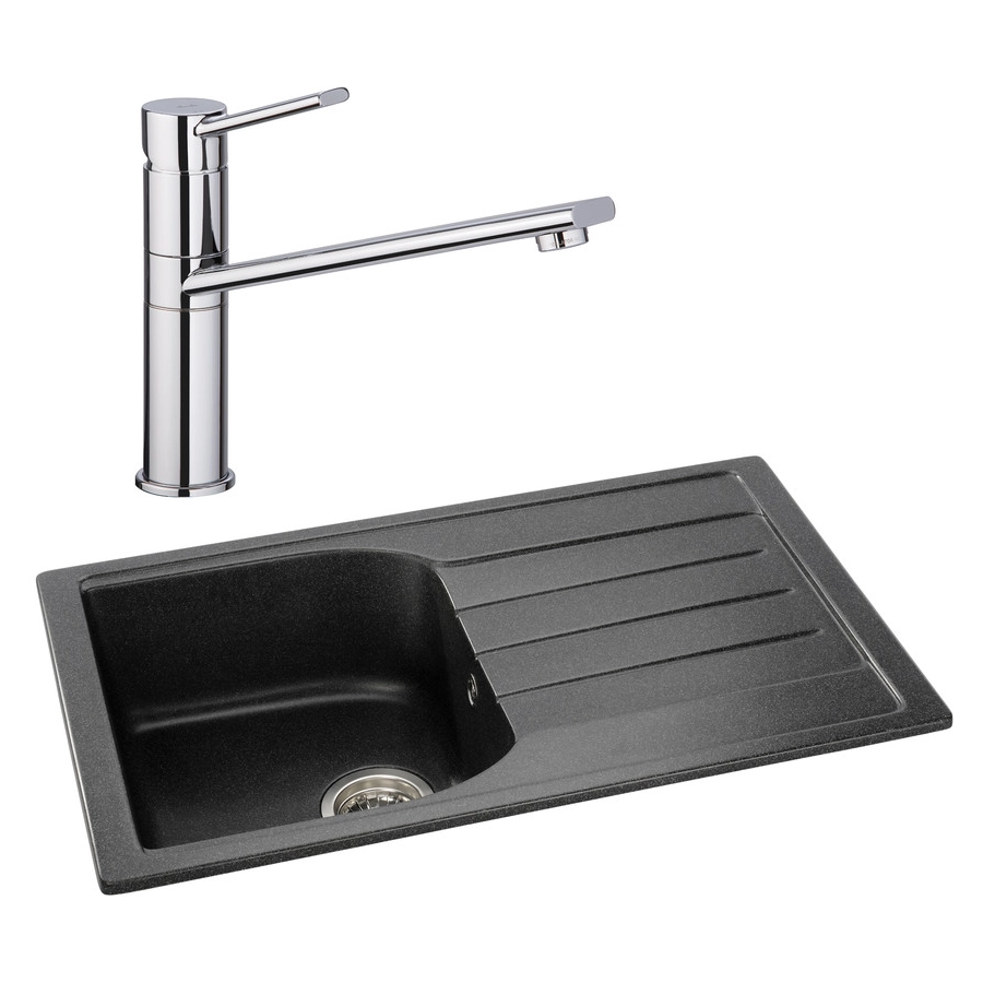 Abode Oriel 1B Inset Black Granite Sink & Specto Tap Pack