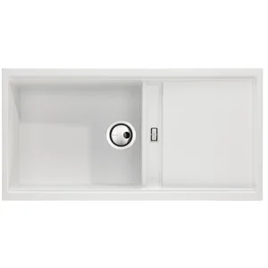 Abode Syncronist Large 1.25B & Drainer Inset/Undermount Sink - White