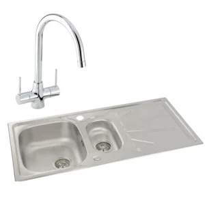 Abode Trydent 1.5B Inset St/Steel Sink & Nexa Tap Pack