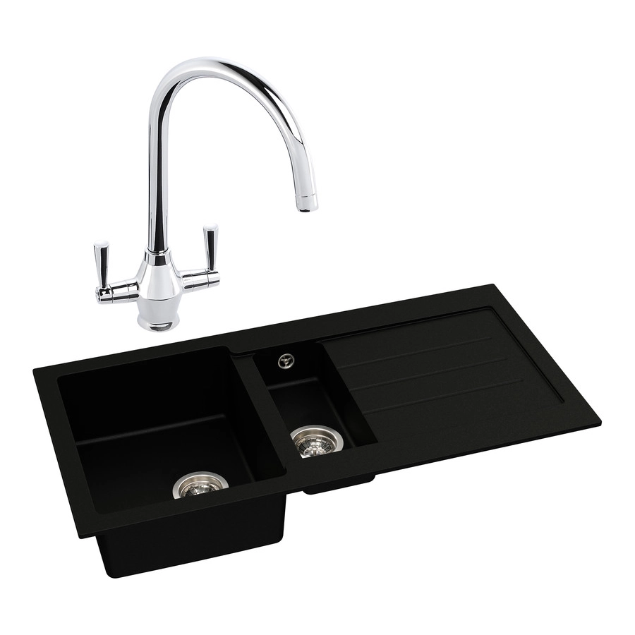 Abode Xcite 1.5B Inset Black Metallic Sink & Astral Tap Pack