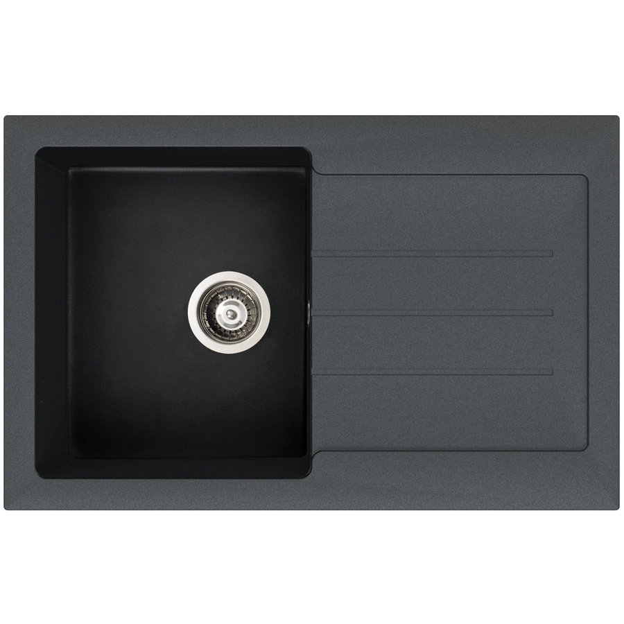 Abode Xcite 1B & Drainer Granite Inset Sink - Black Metallic