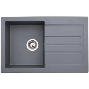 Abode Xcite 1B & Drainer Granite Inset Sink - Grey Metallic