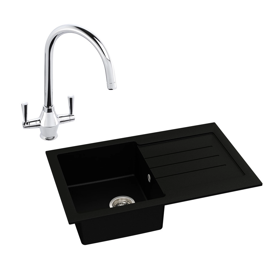 Abode Xcite 1B Inset Black Metallic Sink & Astral Tap Pack
