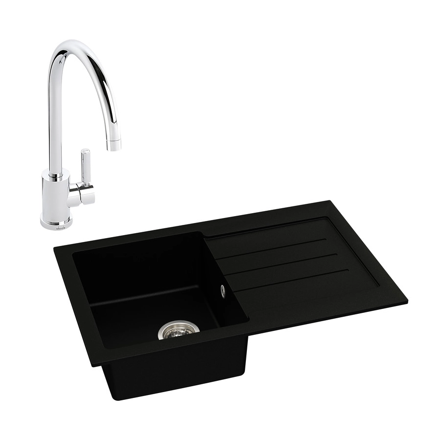Abode Xcite 1B Inset Black Metallic Sink & Atlas Tap Pack