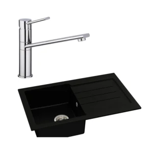 Abode Xcite 1B Inset Black Metallic Sink & Specto Tap Pack