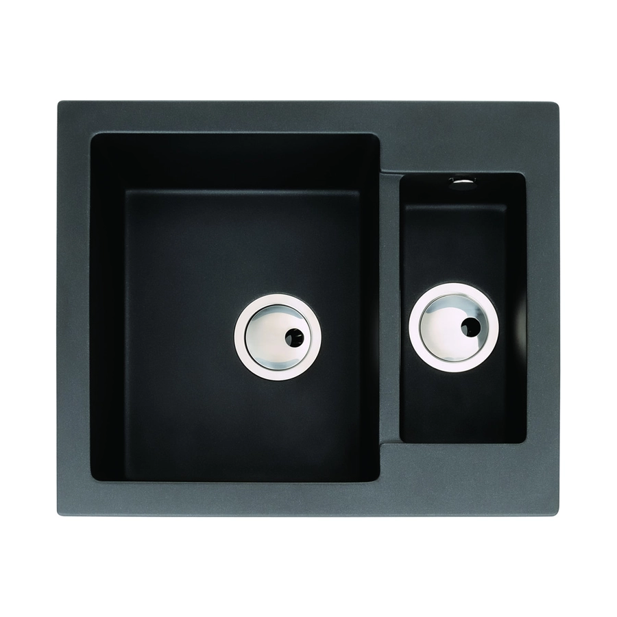 Abode Zero 1.5B Granite Inset Sink - Black Metallic
