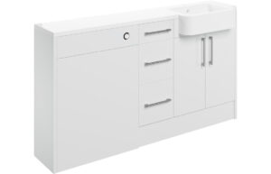 Alba 1542mm Basin  WC & 3 Drawer Unit Pack (RH) - White Gloss