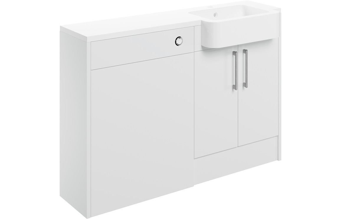 Alba 1242mm Basin & WC Unit Pack (LH) - White Gloss