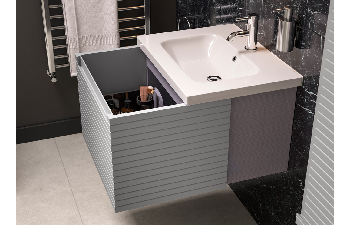 Align 800mm Wall Hung 1 Drawer Basin Unit & Worktop - Matt Mineral Grey - Image 4