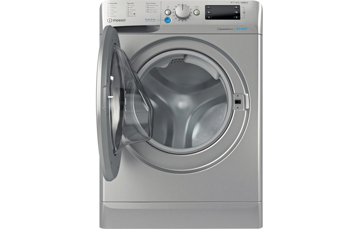 Indesit BDE 86436X S UK N F/S 8/6kg 1400rpm Washer Dryer - Silver - Image 2