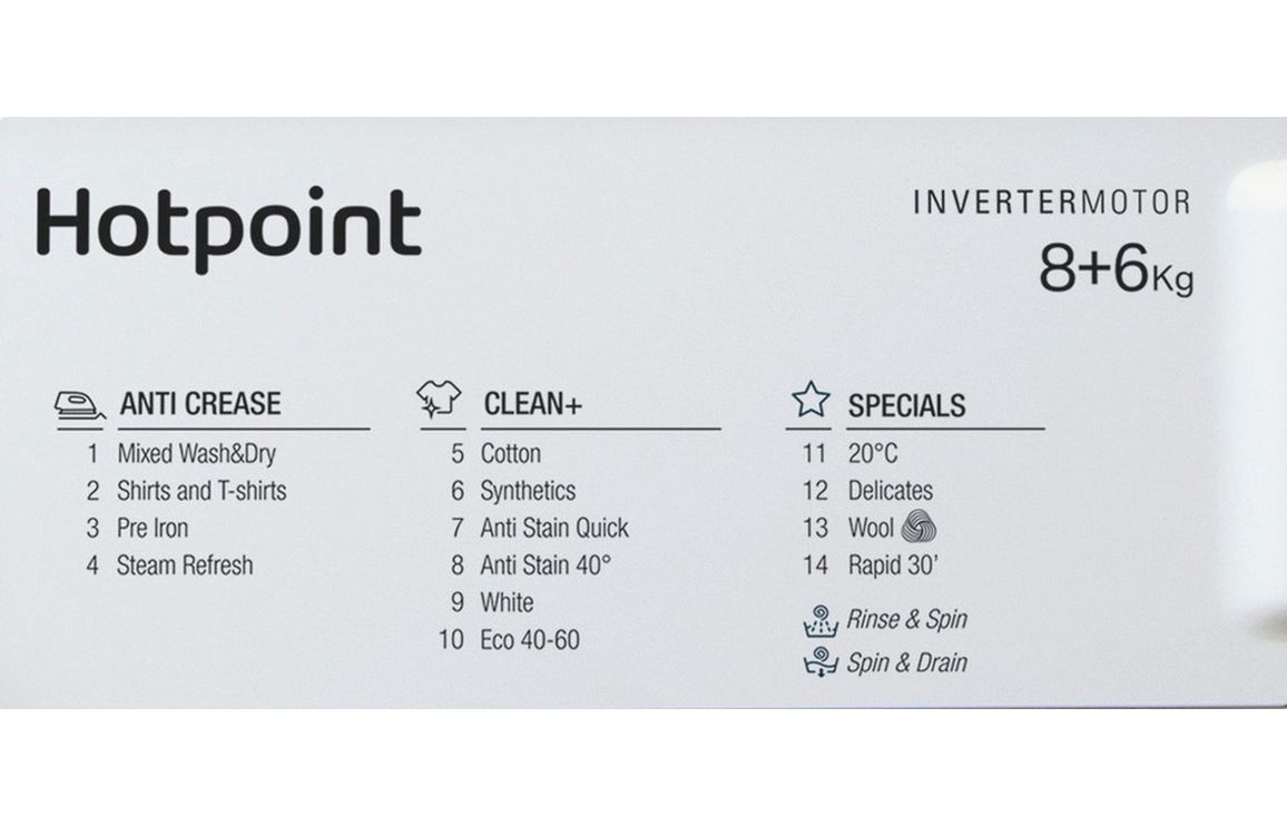 Hotpoint BI WDHG 861485 UK B/I 8/6kg 1400rpm Washer Dryer - Image 7