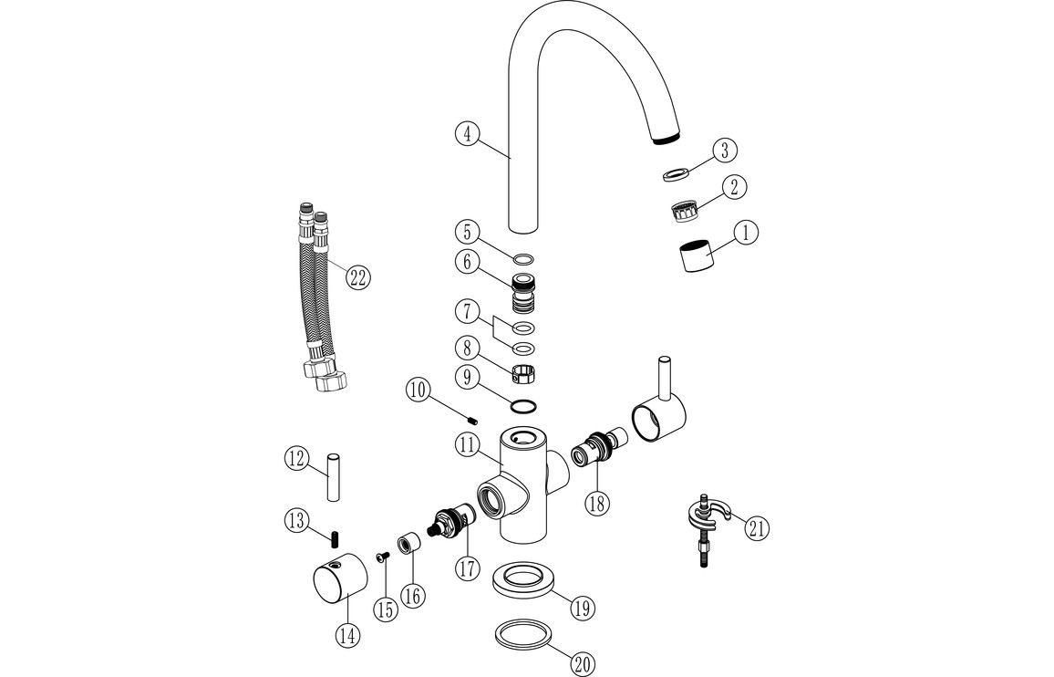 Prima Staten Swan Neck Dual Lever Mixer Tap - Chrome - Image 3