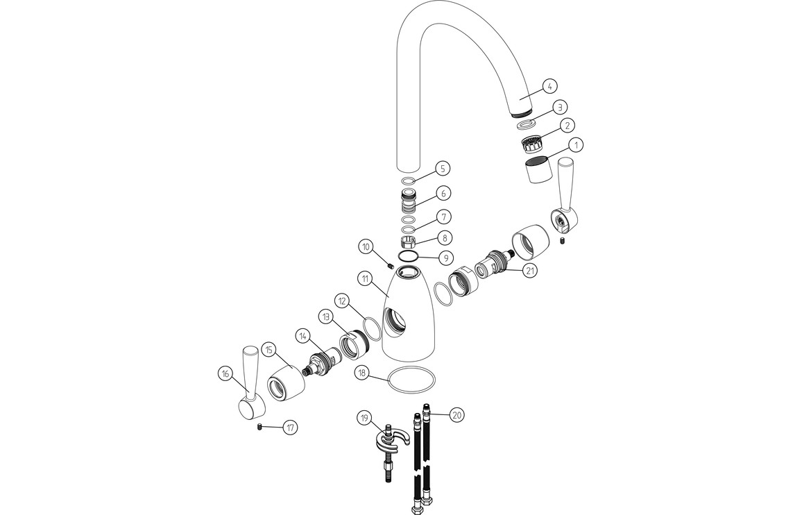 Prima Chelsea Dual Lever Mixer Tap - Brushed Steel - Image 3