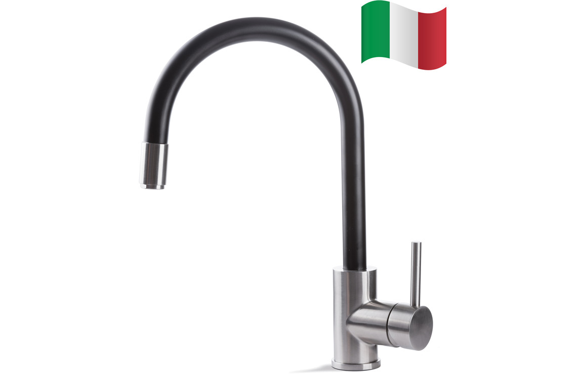 Prima+ Tiber Single Lever Mixer Tap w/Pull Out - Black & St/Steel