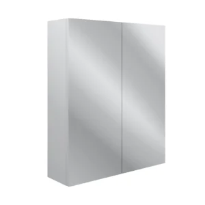 Benita 600mm 2 Door Mirrored Wall Unit - Satin White Ash
