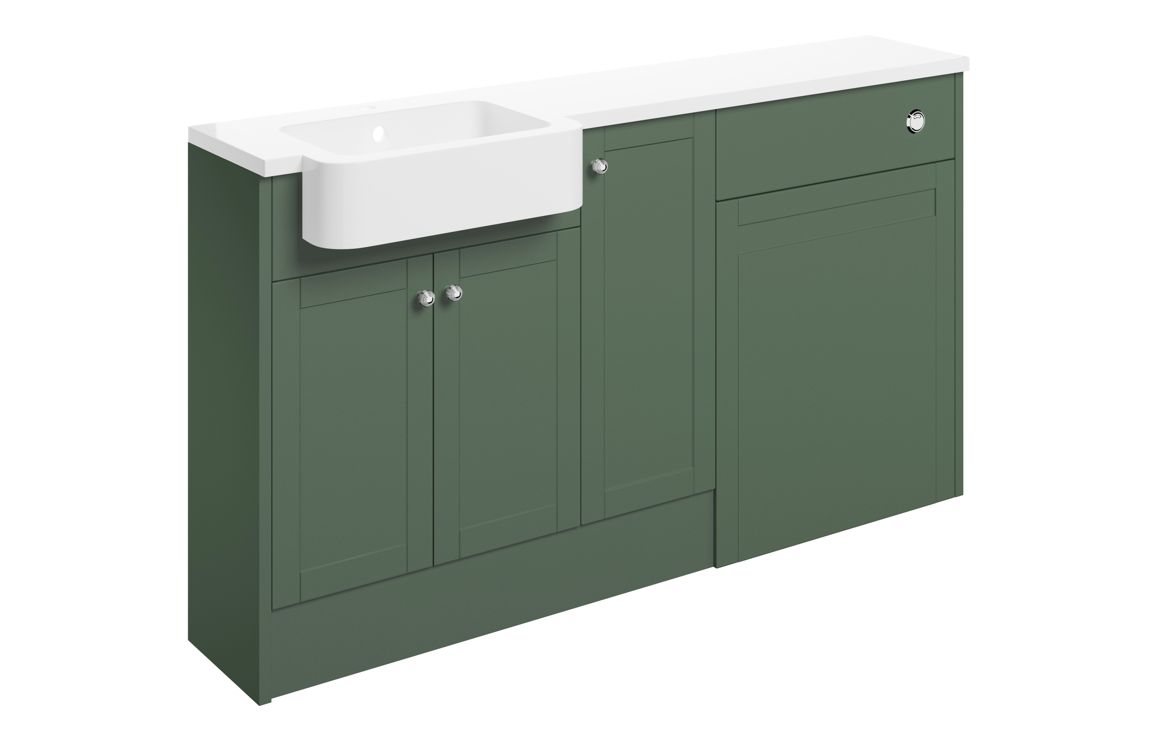 Benita 1542mm Basin WC & 1 Door Unit Pack (LH) - Matt Sage Green