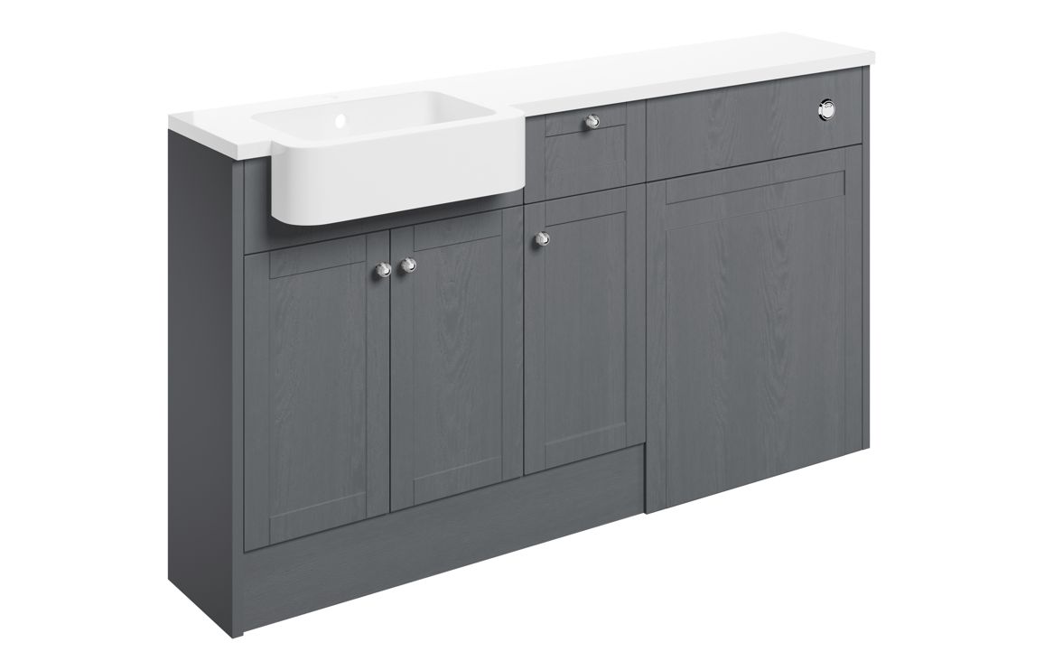 Benita 1542mm Basin WC & 1 Drawer 1 Door Unit Pack (LH) - Grey Ash