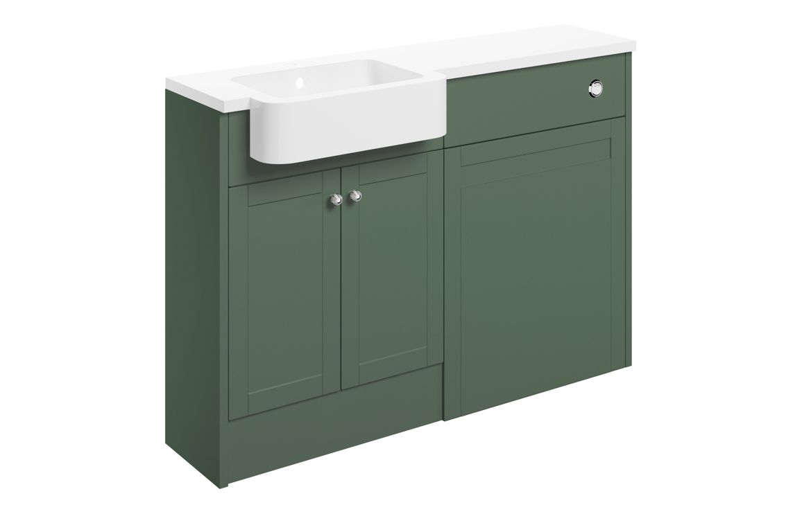 Benita 1242mm Basin & WC Unit Pack (LH) - Matt Sage Green