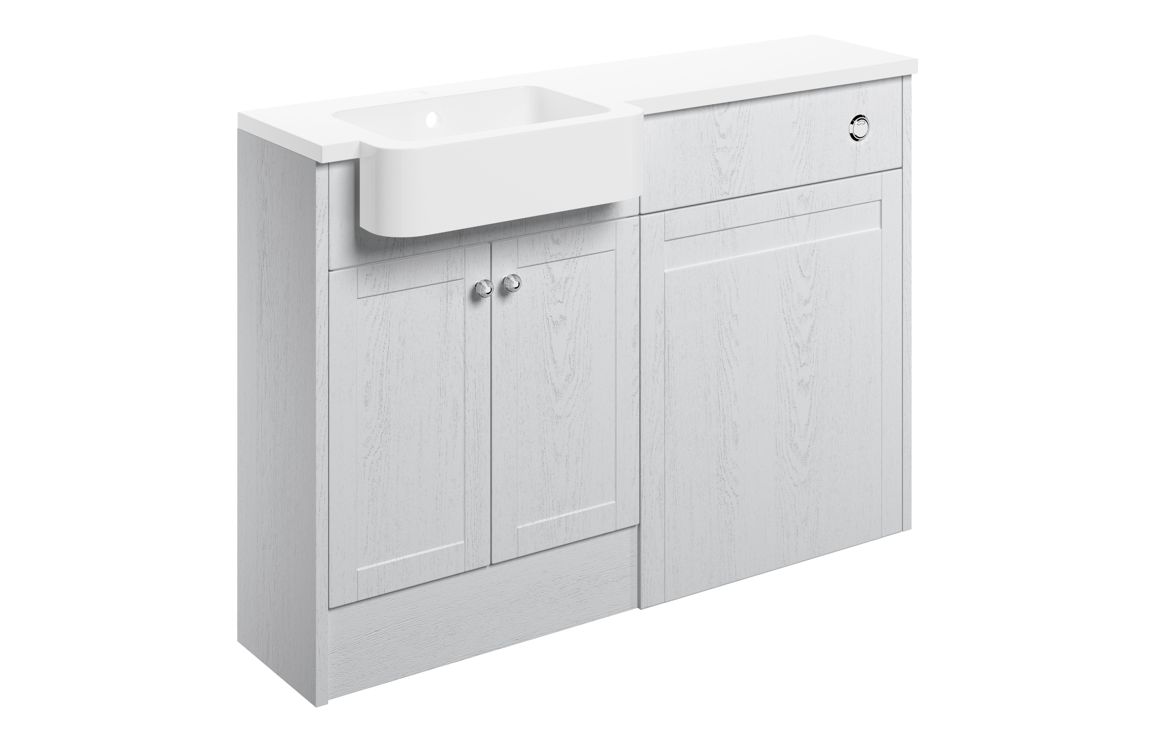 Benita 1242mm Basin & WC Unit Pack (LH) - Satin White Ash