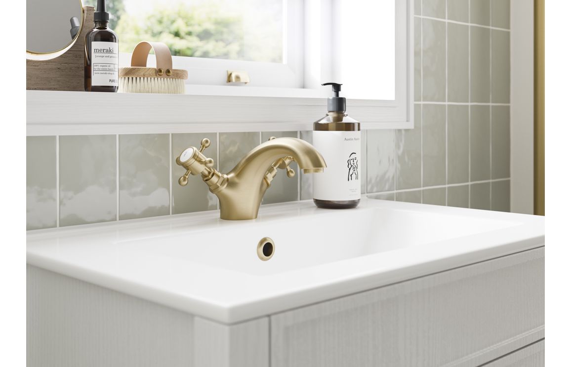 Tadlow Floor Standing Bath/Shower Mixer & Shower Kit - Brushed Brass - Image 3