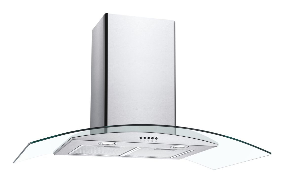 Unbranded CGM90NX/1 90cm Curved Glass Chimney Hood - St/Steel & Glass - Image 2