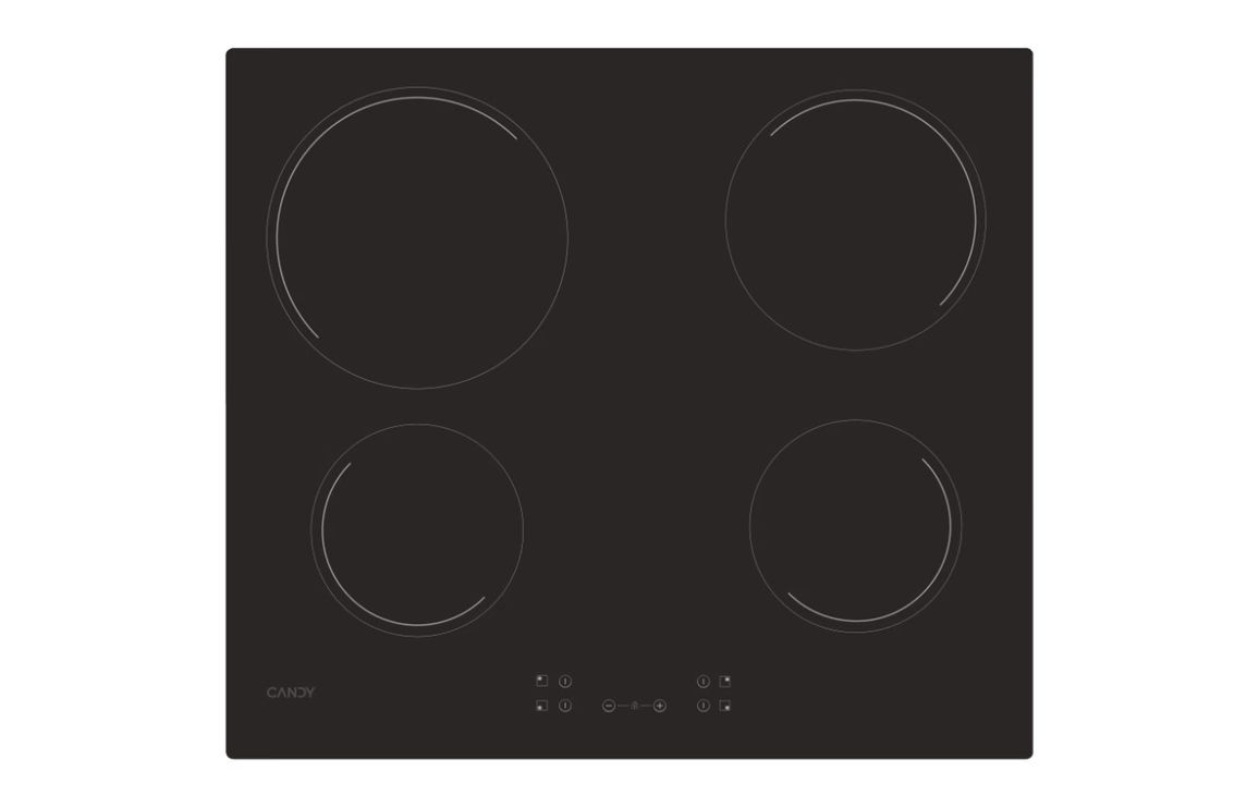 Candy CH64CCB 60cm Ceramic Hob - Black Glass