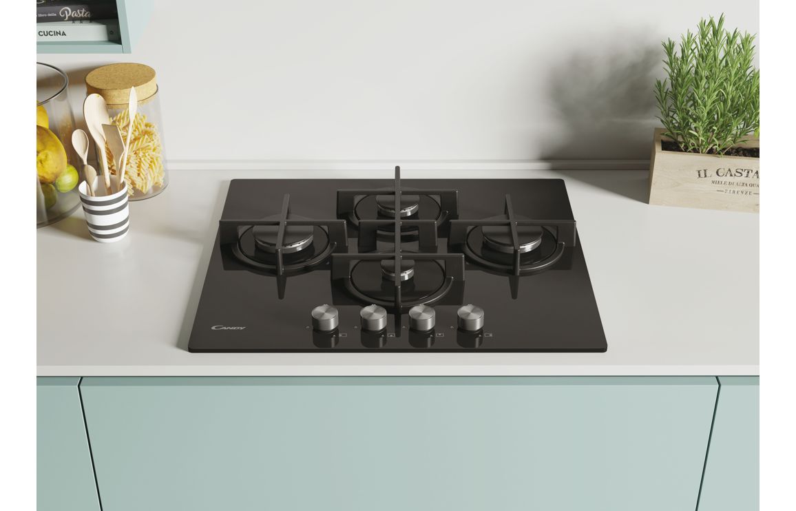 Candy CVG6DPB 60cm Gas on Glass Hob - Black Glass - Image 3