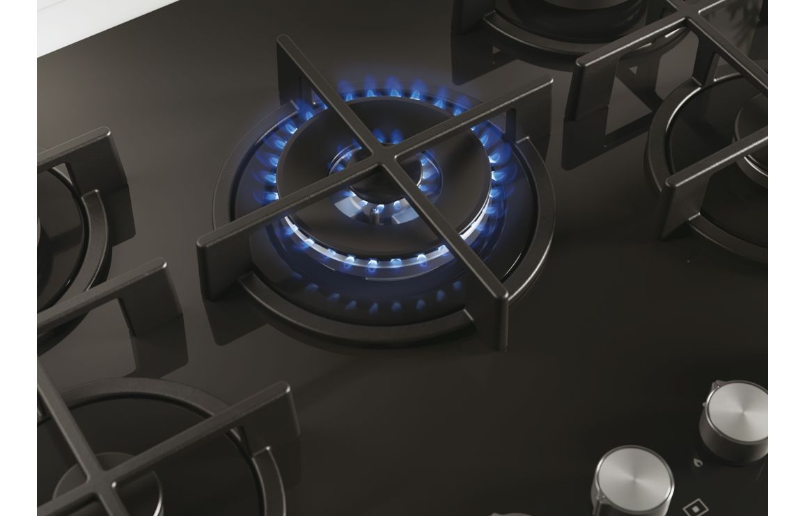 Candy CVG74WPB 75cm Gas Hob - Black Glass - Image 2