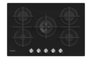 Candy CVG74WPB 75cm Gas Hob - Black Glass