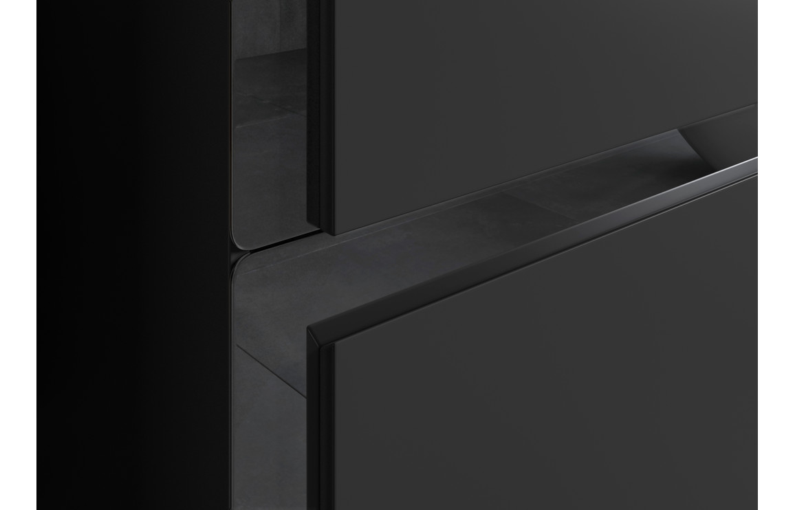 Contrast 350mm Wall Hung 1 Door Tall Unit - Matt Black & Glass - Image 4