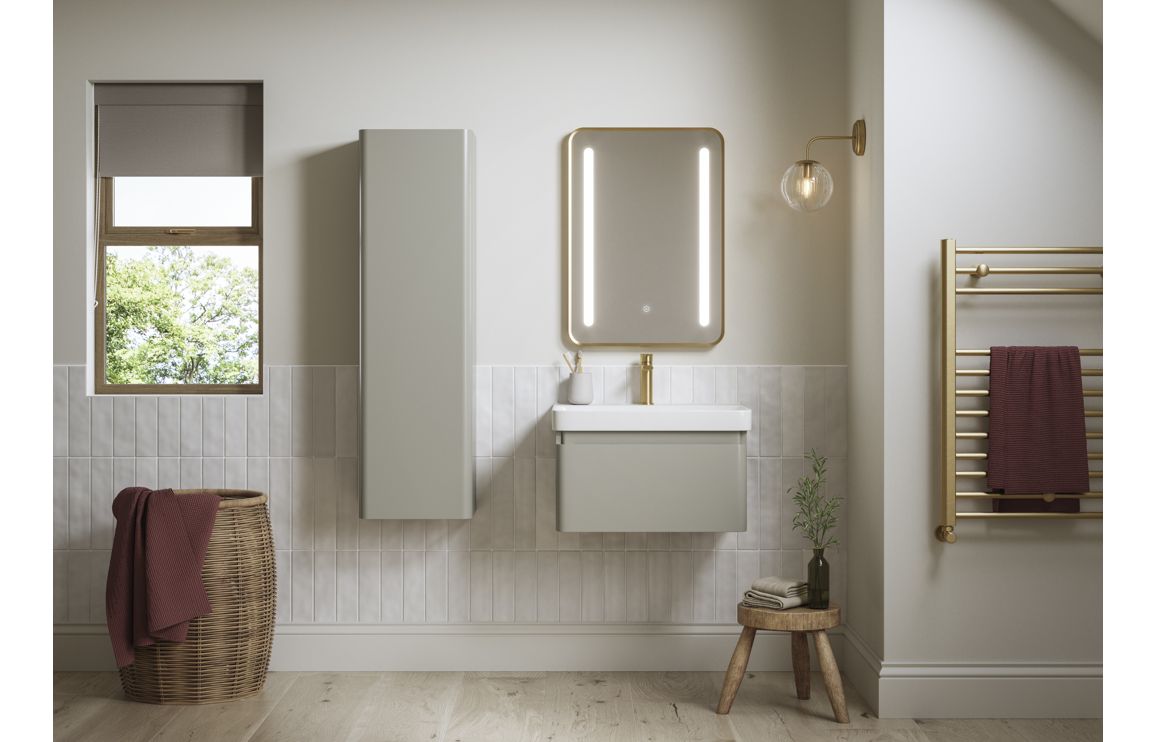 Cosmos 350mm Wall Hung 1 Door Tall Unit - Matt Latte - Image 2