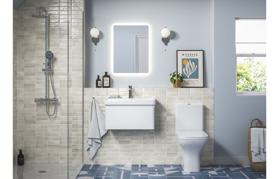 Cosmos 805mm Wall Hung 1 Drawer Basin Unit & Basin - Matt White - Image 2