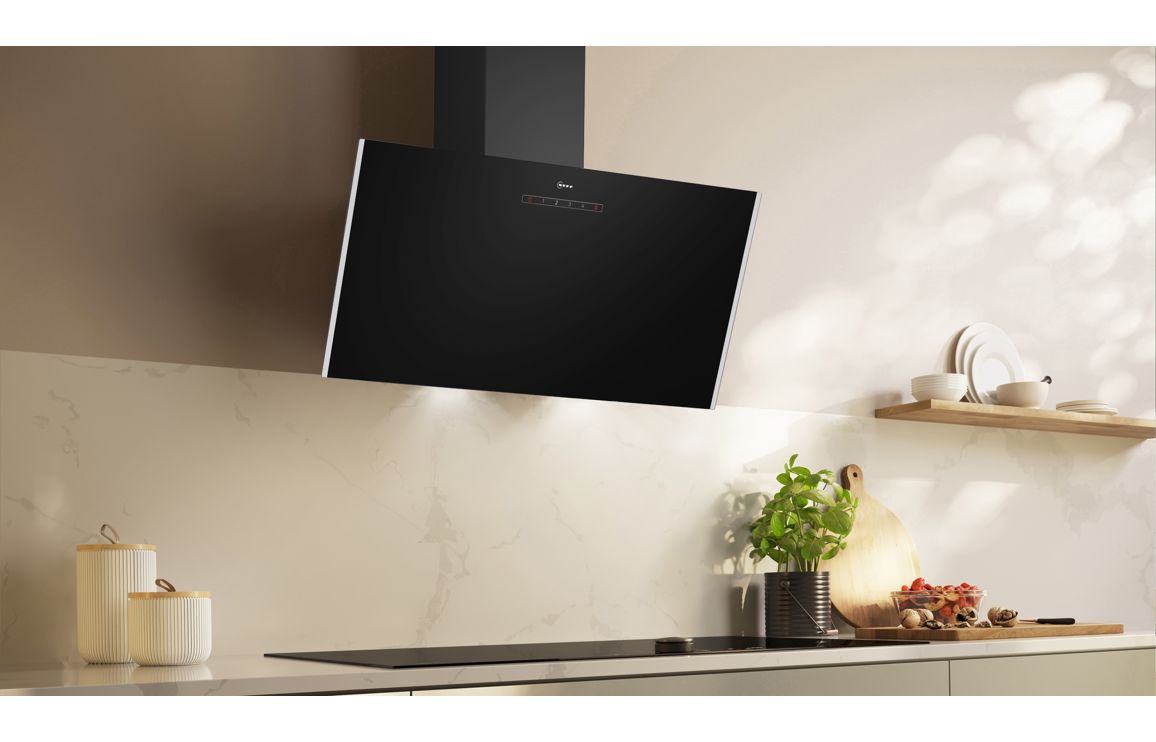 Neff N30 D83IDK1S0B 80cm Angled Chimney Hood - Black Glass - Image 6