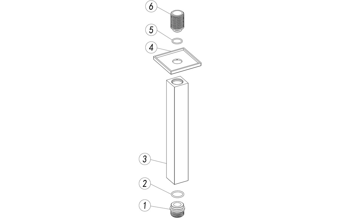Square Ceiling Arm 180mm - Chrome - Image 2
