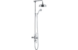 Berwick Traditional Exposed Two Outlet Shower Valve w/Riser Kit & Overhead - Chrome