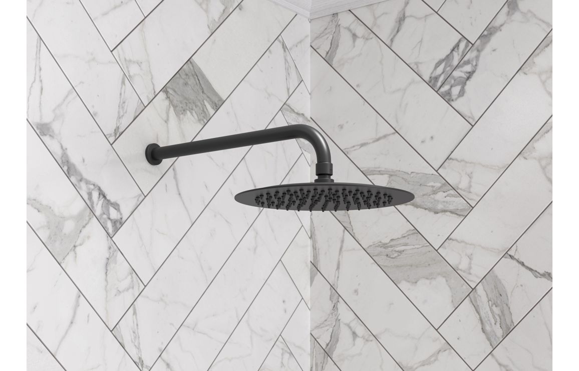 320mm Round Shower Arm - Matt Black - Image 3