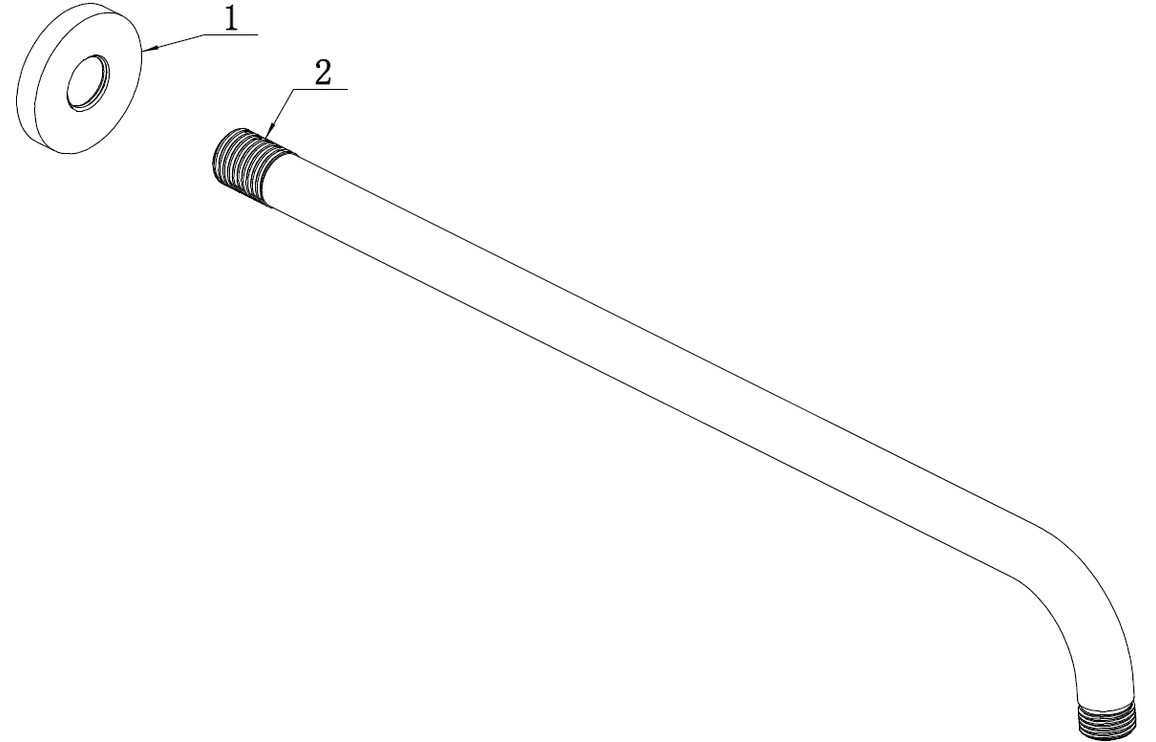 320mm Round Shower Arm - Matt Black - Image 2