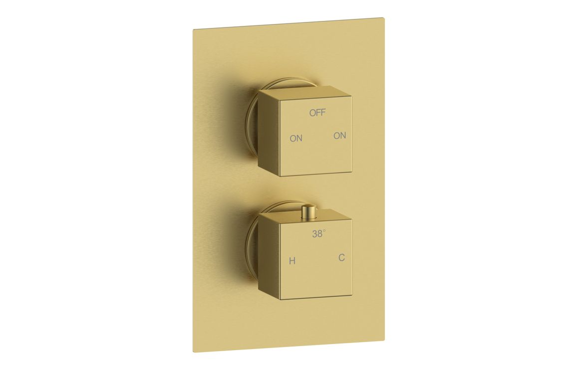 Comet Thermostatic Two Outlet Twin Shower Valve - Brushed Brass