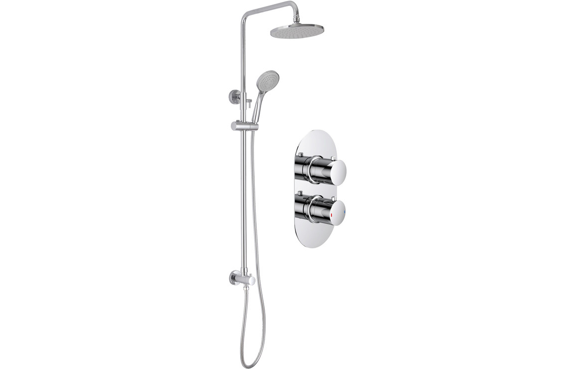 Astro Shower Pack Two - Two Outlet Twin Shower Valve w/Riser & Overhead Kit - Chrome