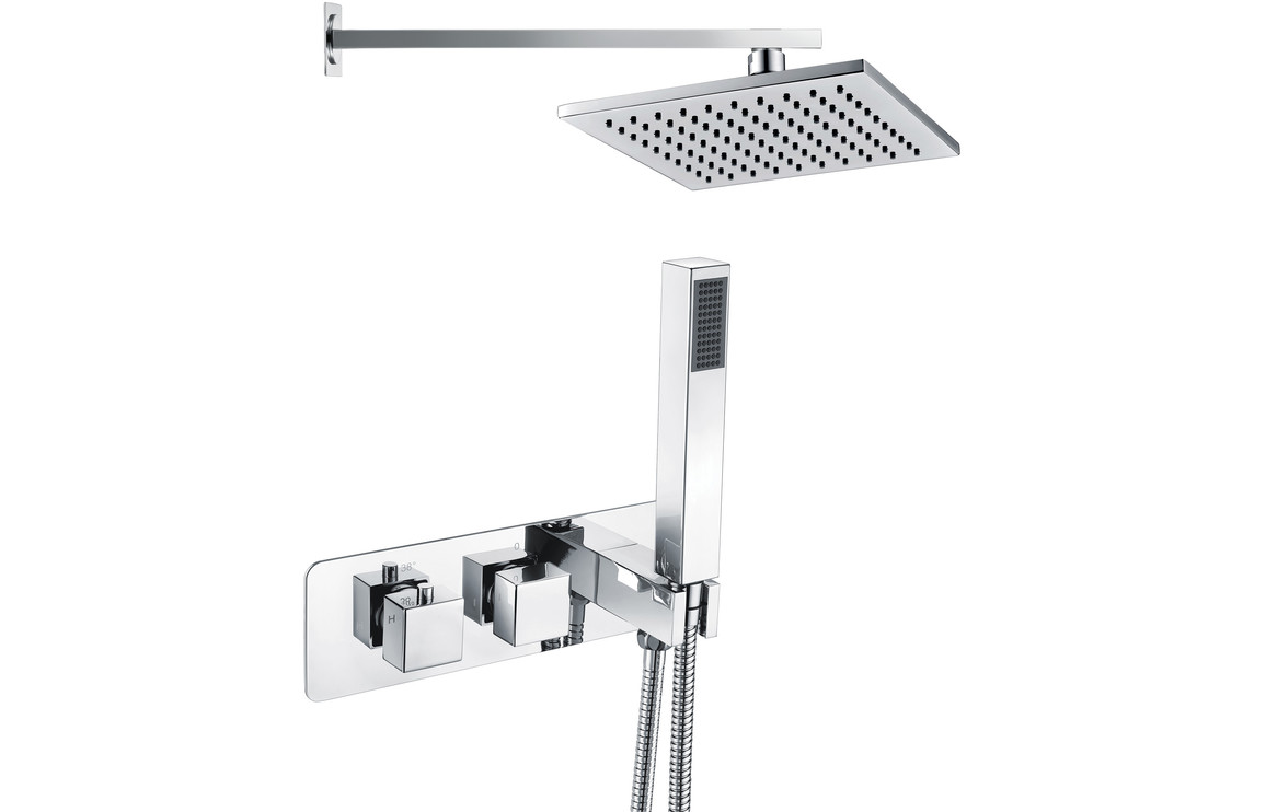 Lyra Shower Pack One - Two Outlet Twin Shower Valve w/Handset & ABS Overhead - Chrome