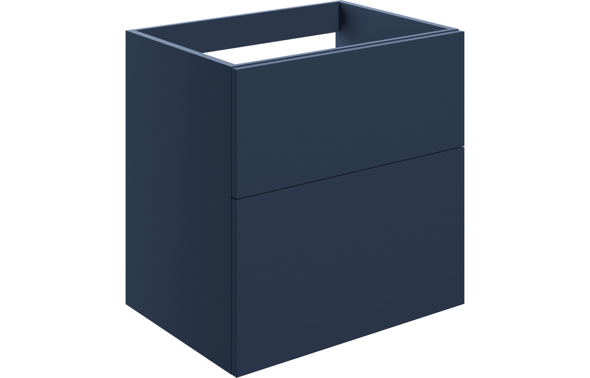 Statement 590mm Wall Hung 2 Drawer Basin Unit (No Top) - Matt Deep Blue