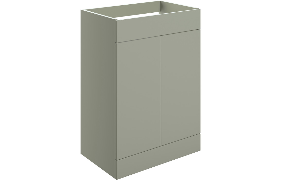 Statement 590mm Floor Standing 2 Door Basin Unit (No Top) - Matt Olive Green