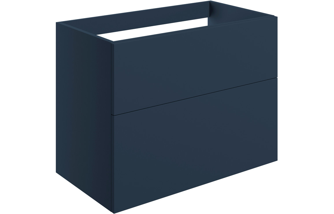 Statement 790mm Wall Hung 2 Drawer Basin Unit (No Top) - Matt Deep Blue