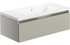 Carino 815mm 1 Drawer Wall Hung Basin Unit Inc. Basin - Latte