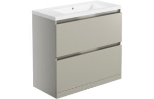 Carino 815mm 2 Drawer Floor Standing Basin Unit Inc. Basin - Latte