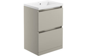 Carino 615mm 2 Drawer Floor Standing Basin Unit Inc. Basin - Latte